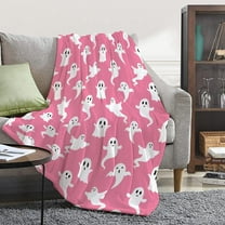 Pink Ghosts Blanket for Girls Women Kids Fleece Lightweight Throws Blanket Spooky for Boys Soft Flannel Blankets Decorations-30 x40