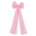 thumbnail image 1 of Pink Giant Tulle Bow for Christmas Tree Decoration Sheer Iridescent Fabric Large Bow with Long Tails for indoor Holiday Decor 47 in, 1 of 8