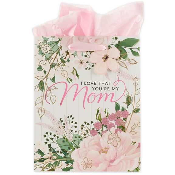 Pink Gift Bag and Tissue Paper Set: I Love That You're My Mom, for Moms, Medium