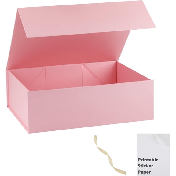 Pink Gift Box,10x7.3x3.5 Gift Boxes With Lids For Presents Includes Ribbon And Diy Printable Sticker Paper,Bridesmaid Proposal Box,Magnetic Gift Box For Birthday,Wedding,Graduation