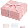 thumbnail image 1 of Pink Gift Boxes with Lids Pack of 1, 6x6x3 Inches Small Gift Box with Ribbon, Collapsible Gift Boxes with Magnetic Closure for Presents, Bridesmaid Proposal Box for Family Mom Girlfriend, 1 of 7