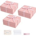 thumbnail image 1 of Pink Gift Boxes with Lids Pack of 3, 6x6x3 Inches Small Gift Box with Ribbon, Collapsible Gift Boxes with Magnetic Closure for Presents, Bridesmaid Proposal Box for Family Mom Girlfriend, 1 of 8