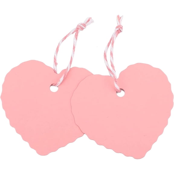 Pink Gift Tags, Heart Paper Tags with String, Blank Tag, Party Favors Hangtag, Gift Wrapping Tag for Birthday, Wedding