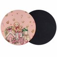 thumbnail image 1 of Pink Gingerbread Christmas Coasters Set of 2, Absorbent Coasters for Drinks, Xmas Tree Gift House Star Coaster for Desk Coffee Table Protection, Home Decor House Warming Gifts 4", 1 of 8