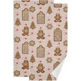 thumbnail image 1 of Pink Gingerbread Cookie Hand Towels 2 PCS, Merry Christmas Kitchen Towel Ultra Soft and Highly Absorbent,Decorative Fingertip Face Towel for Bathroom Hotel, 28.3"x 14.4", 1 of 6
