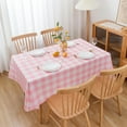 thumbnail image 1 of Pink Gingham Tablecloth 60" X 102" Rectangle Tablecloth - Oblong Polyester Pink and White Checkered Plaid Table Cover Reusable Water Resistant for Spring Summer Holiday Picnic Dinner Décor, 1 of 5