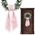 Pink Gingham Wreath Sash Bow, Pre-Tied Cloth Ribbon with Two Long ...