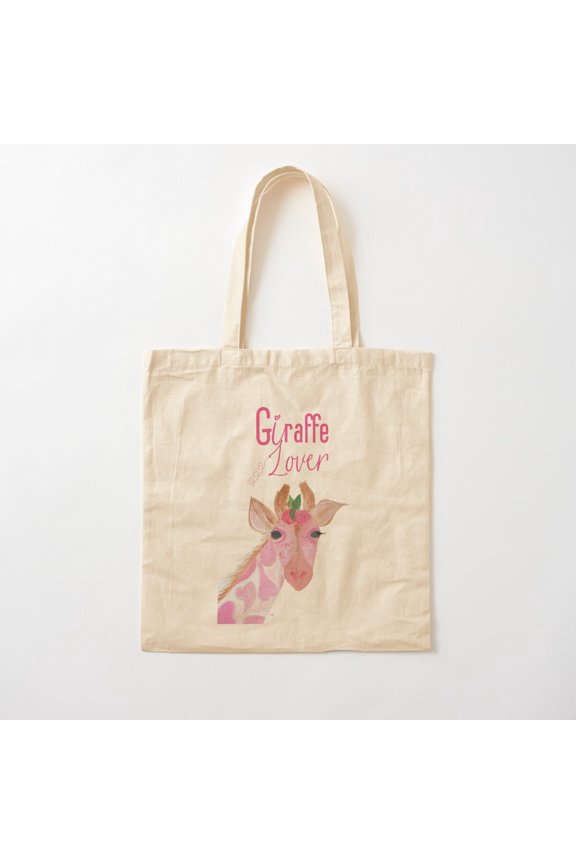 Pink Giraffe Canvas Tote Bags, Reusable Shopping Bag