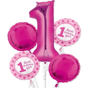 Pink Girl 1st Birthday Foil Balloon Bouquet