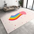 thumbnail image 1 of Pink Girl Bedroom Rug Heart Rainbow Stripes Indoor Non-Slip Kids Rugs, Machine Washable Breathable Easy Care Bohemian Art Carpet for Bedroom Living Room Hotel Balcony 5x8ft, 1 of 7