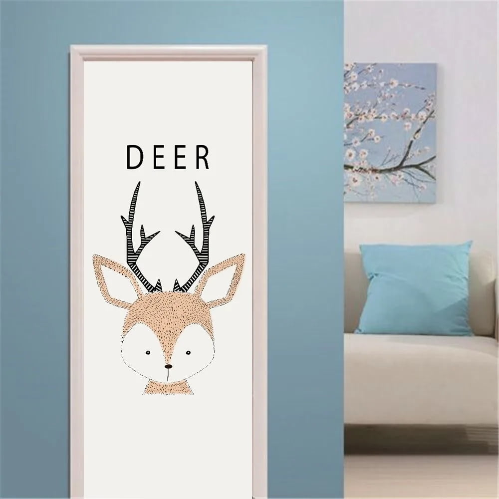 Pink Girl Cartoon Door Stickers Wall Poster for Kids Room Unicorn ...