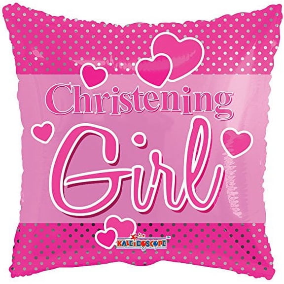 Pink Girl Christening 17" Mylar Balloon Bulk (5 Pack)