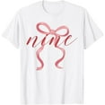 thumbnail image 1 of Pink Girl Coquette Bow 9 Year Old 9th Birthday Party T-Shirt, 1 of 4