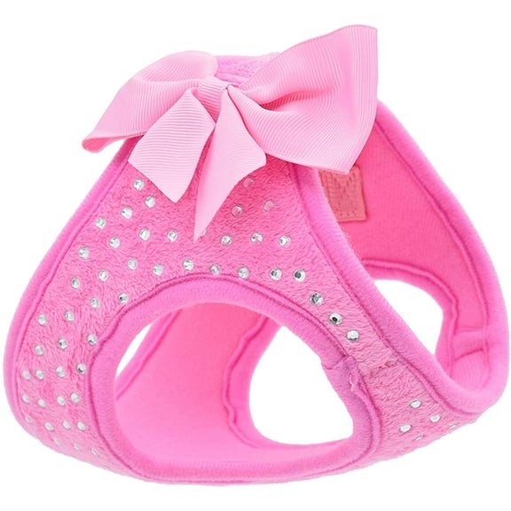 Pink Girl Dog Harness Small Cute Puppy Harness with Bow, Bust 16.53", Neck 14.96", Suitable for Small Dogs
