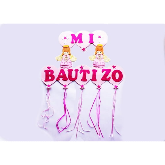 Pink Girl Mi Bautizo Baptism Foam Sign Banner - 1 piece