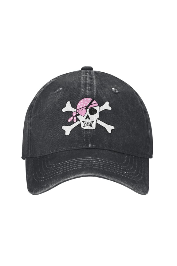Pink Girl Pirate Skull Baseball Cap Men'S Women'S Fashion Hat Vintage Adjustable Unisex Casquette