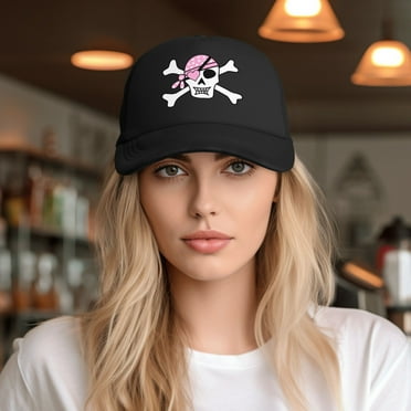 Pink Girl Pirate Skull Baseball Cap Trucker Hat for Women Men