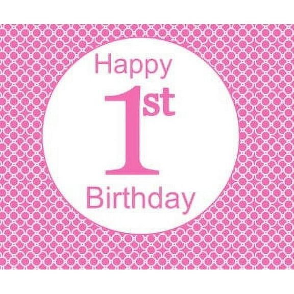 Pink Girls 1st Birthday Edible Frosting Photo Cake Decoration Cake Topper - Tiles and Patterns