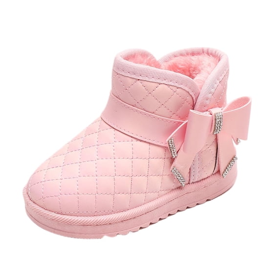 Pink Girls Bow Detail Snow Boots With Waterproof Design For Toddlers Ages 12-15 Months