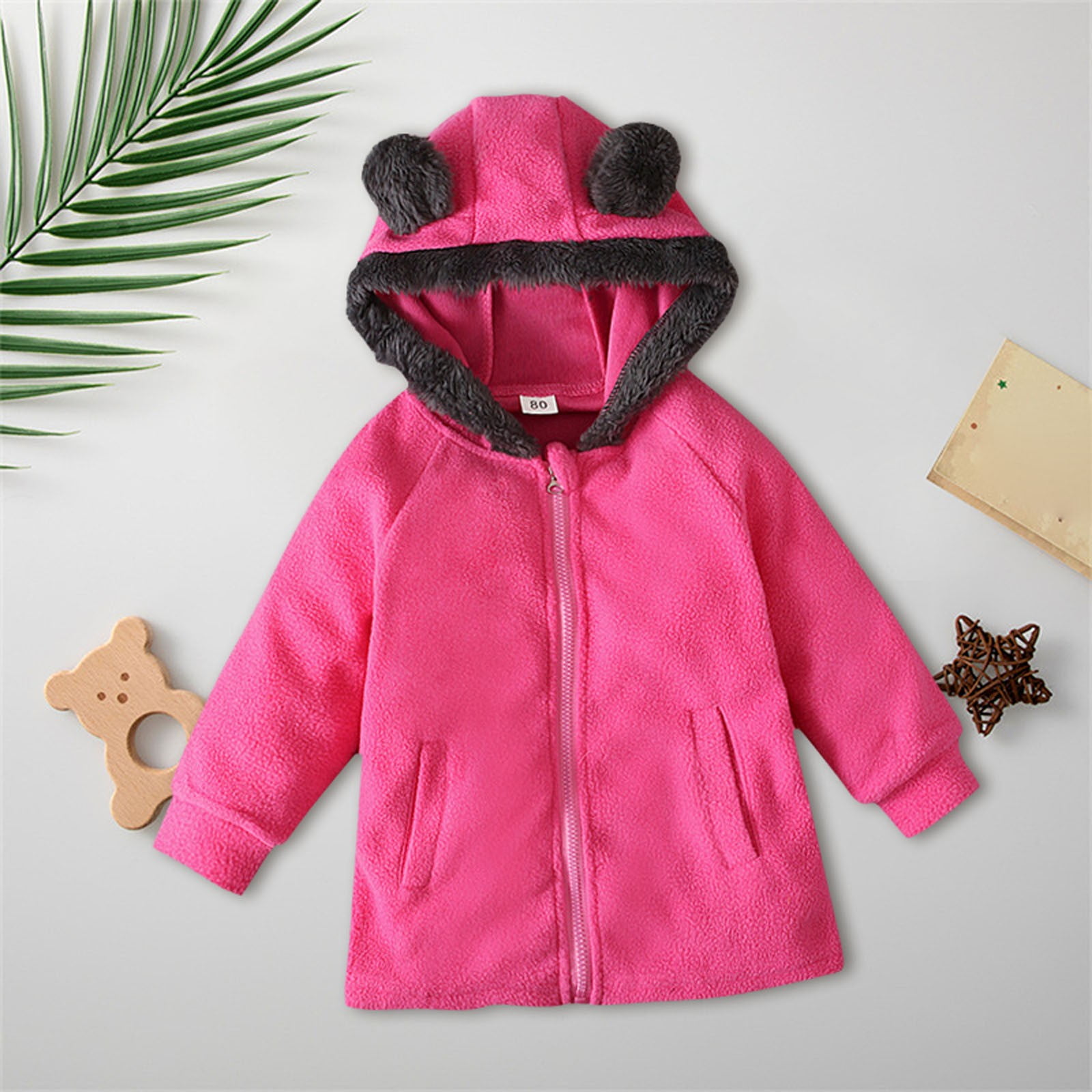 Pink Girls Coat&jacket Children's Coat Autumn And Winter Solid Color ...