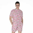 thumbnail image 1 of Pink Girly Unicorn Pattern Short Sleeve Men'S Rompers, Unicorn Casual Summer Jumpsuits Outfit, 1 of 4