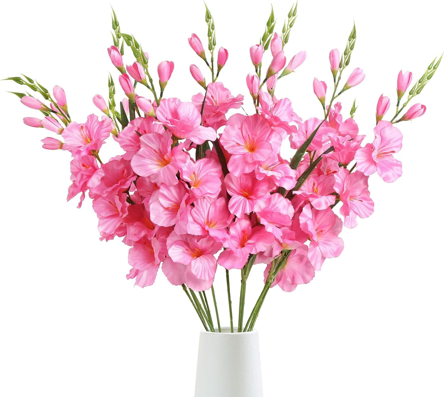 Pink Gladiolus Artificial Flowers 3.3in Long Stem Flowers Gladiolus Flowers Silk Flowers Artificial Gladiolus Flowers Faux Gladiolus Flowers for Home Wedding Office Decoration(Pink)