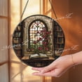 thumbnail image 1 of Pink Gladiolus Glass Suncatcher, Floral Window Decor, Garden, 6.3 in, 1 of 3