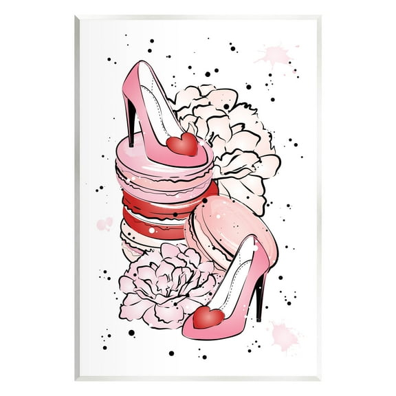 Pink Glam Heart Heels Macarons Beauty & Fashion Graphic Art Unframed Art Print Wall Art