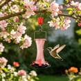 thumbnail image 1 of Pink Glass Bird Feeder, Hanging Hummer Feeder (7.9x6.3x6.3 Inch), Glass Construction, Outdoor Wilderness Bird Feeder For Garden Yard, 1 of 6
