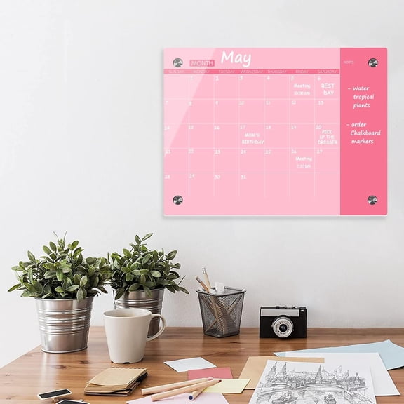Pink Glass Dry Erase Whiteboard, 18" x 24"