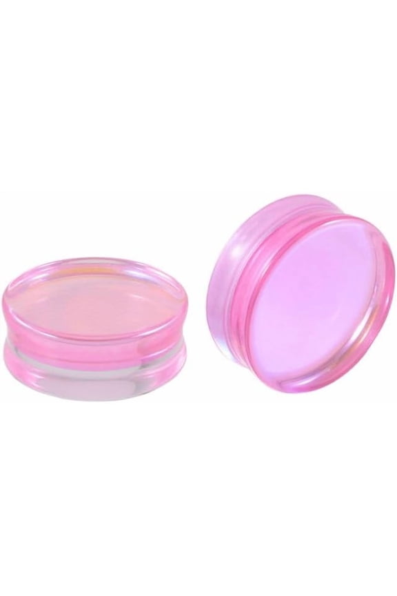 Pink Glass Ear Plugs Tunnels for Women Men Double Flared Saddle Ears Gauge Plug Stretcher Expander Piercing Body Jewelry Gifts