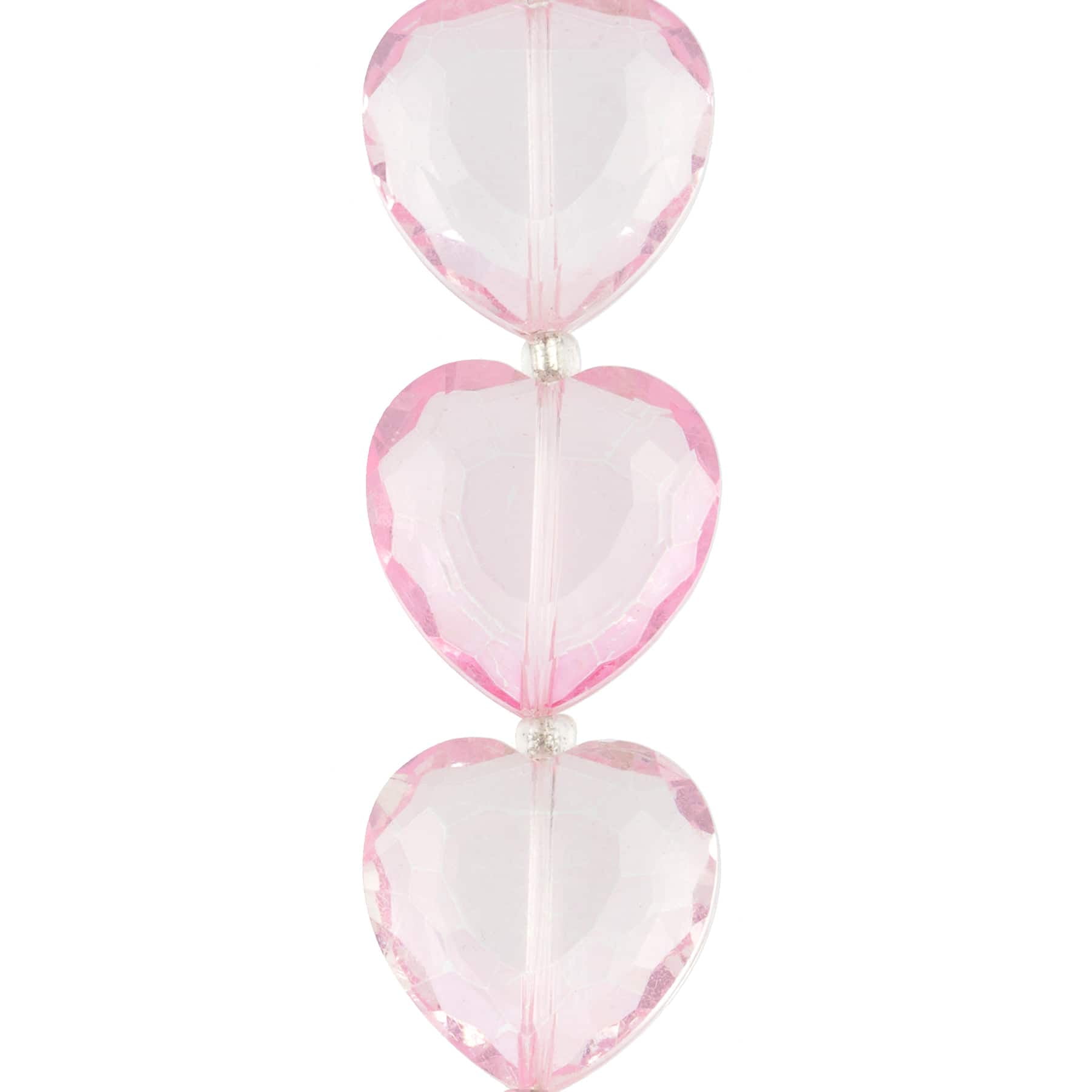 Pink Glass Heart Beads, 22mm by Bead Landing™