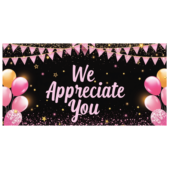 Pink Glitter Appreciation Banner We Appreciate You Stars for Employee Recognition Event Party Celebration Indoor Decoration