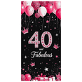 thumbnail image 1 of Pink Glitter Balloon Themed 40th Birthday Backdrop Banner with Crown Star Elements for Birthday Party Photography Props Decorations Happy Fabulous Celebration Decor Background Party Supplies, 1 of 8