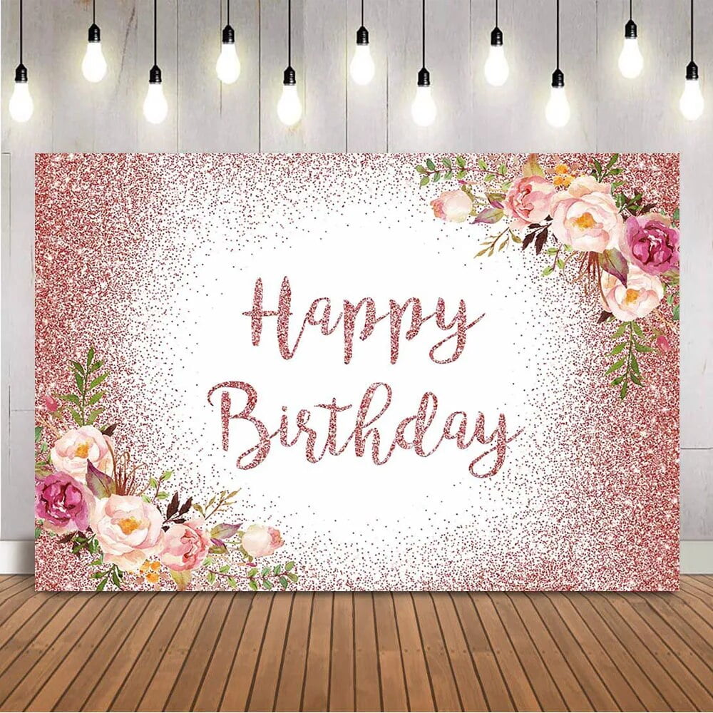Pink Glitter Birthday Background for Photo Studio Watermelon Flowers ...