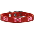thumbnail image 1 of Pink Glitter Bow Widget Genuine Leather Dog Collar Red 14, 1 of 2