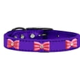 thumbnail image 1 of Pink Glitter Bow Widget Genuine Metallic Leather Dog Collar - Purple, Size 24, 1 of 1
