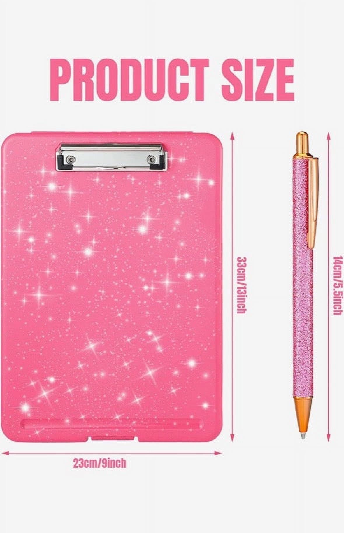 Pink Glitter Clipboard with storage and Teacher and