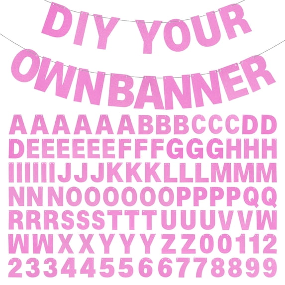 Pink Glitter DIY Custom Banner Kit, Letters & Numbers for Birthdays, Graduation, Weddings & Party Decorations