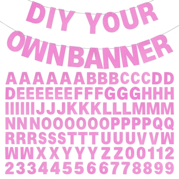 Pink Glitter DIY Custom Banner Kit, Letters & Numbers for Birthdays, Graduation, Weddings & Party Decorations