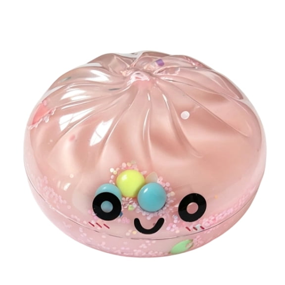 Pink Glitter Dumpling Figurine with Cute Face, 1 Pack, Pink, for Relaxation