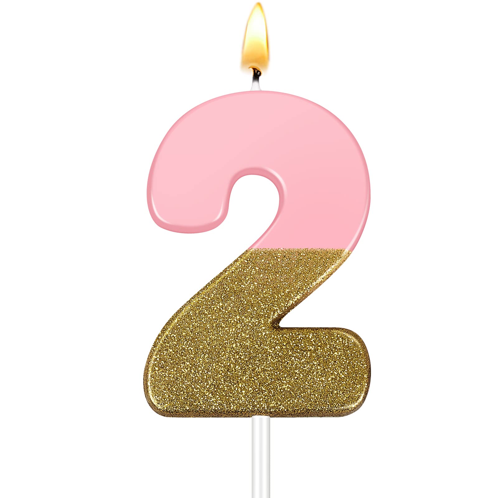 Pink Glitter Happy Birthday Cake Candles Number Birthday Candle Gold ...