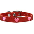 thumbnail image 1 of Pink Glitter Heart Widget Genuine Leather Dog Collar Red 24, 1 of 3