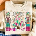 thumbnail image 1 of Pink Glitter Nutcracker Christmas Sweatshirt, Holly Jolly Bow Crewneck, Dalmatian Dots Brushstroke Holiday Sweater, 1 of 5