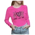 thumbnail image 1 of Pink Glitter Ribbon Womens Tee Breast Cancer Awareness Women Long Sleeve T-Shirt Glitter Long Sleeve Pink Large, 1 of 6