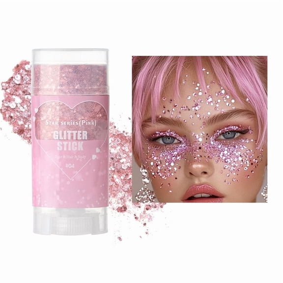 Pink Glitter Stick,Pink Face Glitter,Body Glitter Stick,Face and Body Glitter Stick, Glitter Face Makeup, Glitter Face Painting, Glitter Stick, Multi-Purpose Makeup Gel(D 16g/0.56oz)