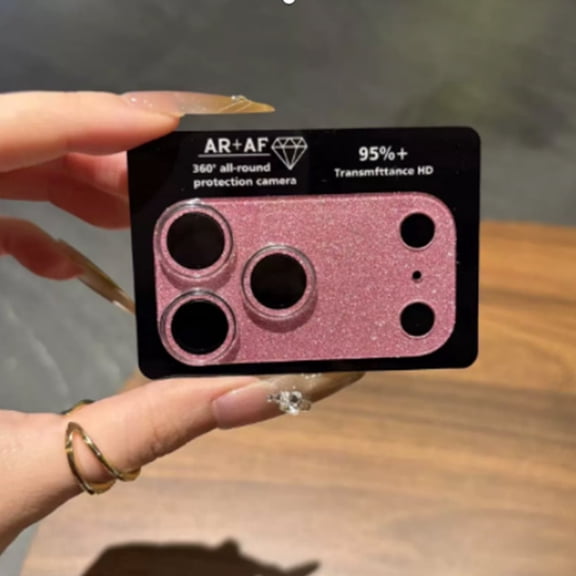 Pink Glitter Volcano Camera Lens Protector for iPhone 17 Pro, 9H Tempered Glass, Ultra HD, Full Coverage, Case Friendly