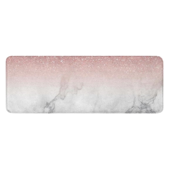 Pink Glitter White Marble Pattern Kitchen Rug Mat,Kitchen Runner Rugs Non Skid Washable,Decorative Kitchen Floor Mats for Kitchen,Sink,Laundry,17"x47.2"
