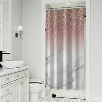 Pink Glitter White Marble Pattern Shower Curtain 36"x72" ,Bathroom Decorative Shower Curtains Set with 12 Hooks,Modern Waterproof Washable Shower Curtain