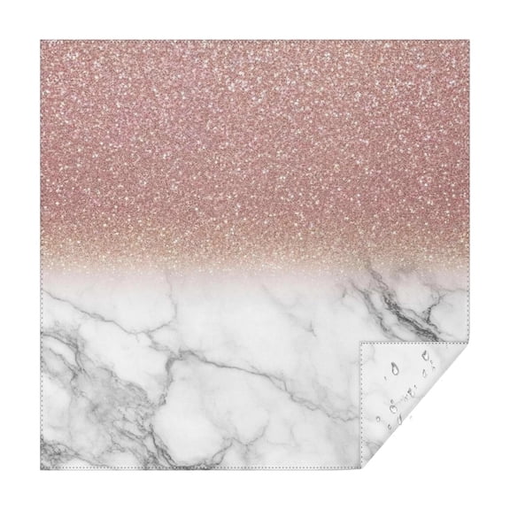Pink Glitter White Marble Pattern Square Tablecloth,Waterproof Square Table Cover,Wipeable Spillproof Washable Table Cover for Home Kitchen Party Decor 52"x52"(132x132cm)